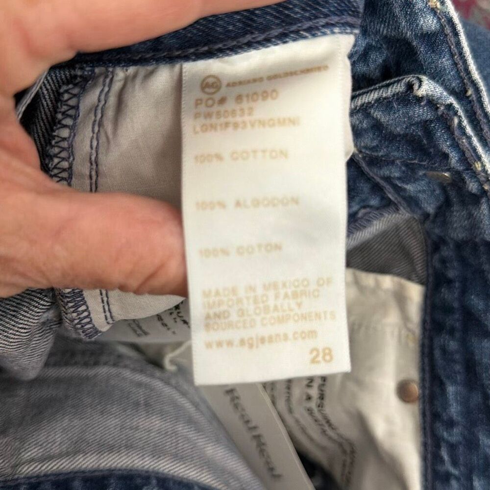 AG Adriano Goldschmied Blue Hattie Crop Raw Hem High-Rise Barrel Jeans Size 28 - Picture 12 of 12